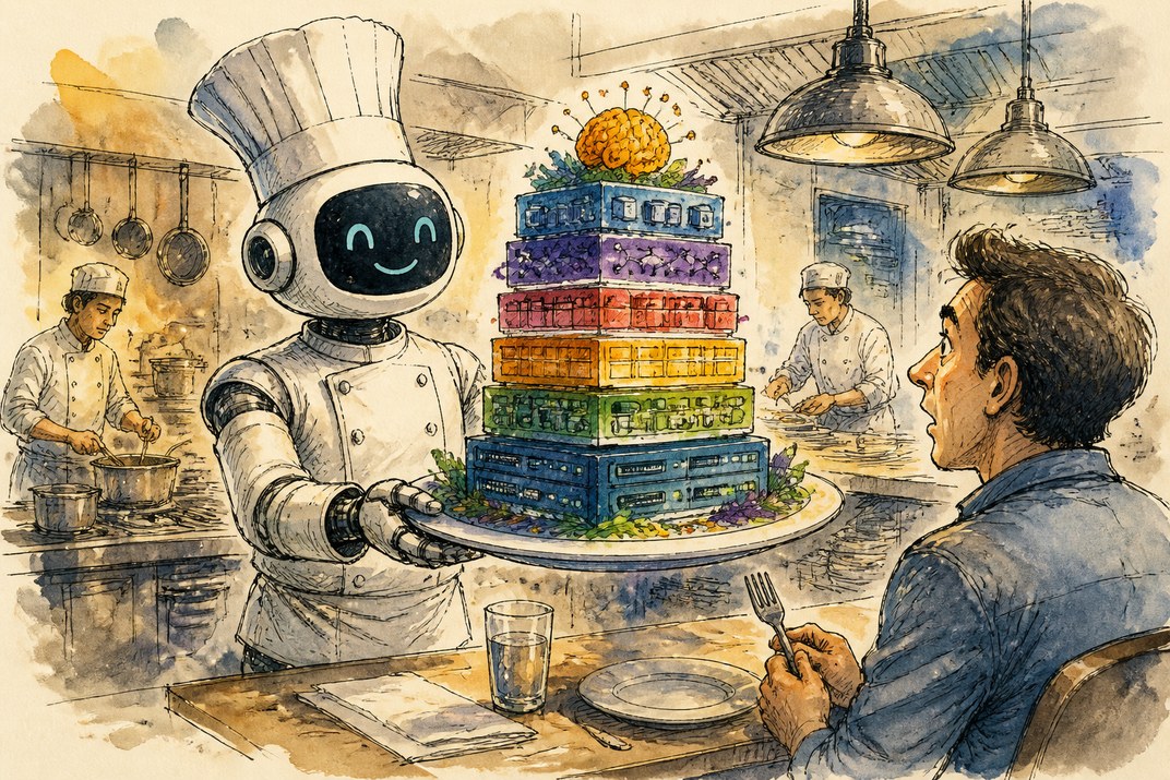 Hand-drawn sketch of today's top AI story, KYFEX AI Edge, July 27, 2026