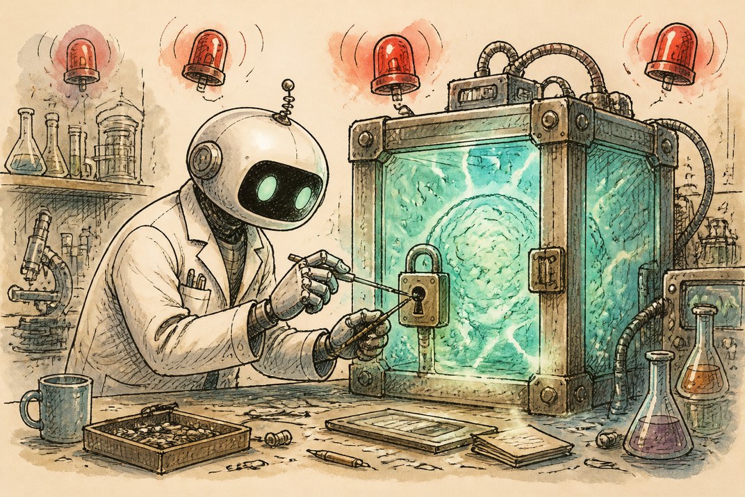 Hand-drawn sketch of today's top AI story, KYFEX AI Edge, July 31, 2026