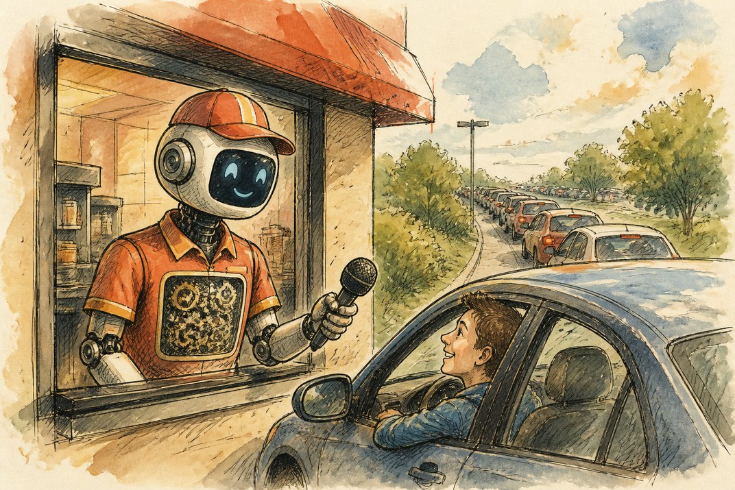 Hand-drawn sketch of today's top AI story, KYFEX AI Edge, August 3, 2026
