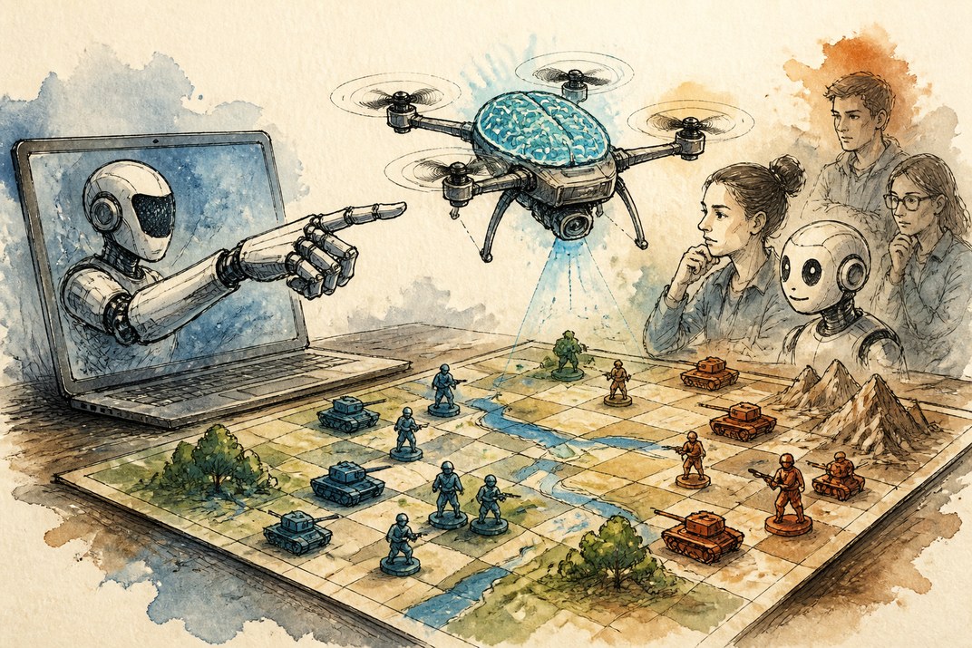 Hand-drawn sketch of today's top AI story, KYFEX AI Edge, August 3, 2026