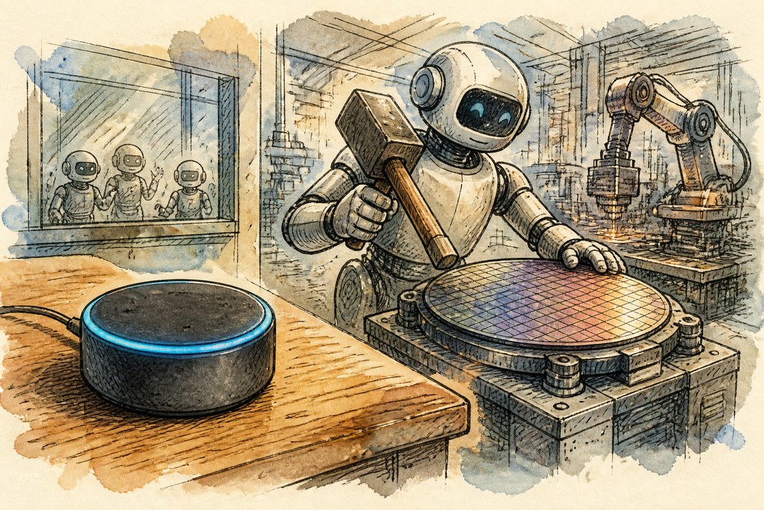 Hand-drawn sketch of today's top AI story, KYFEX AI Edge, August 6, 2026
