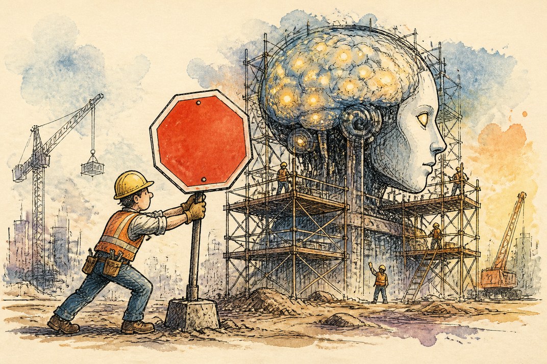 Hand-drawn sketch of today's top AI story, KYFEX AI Edge, August 7, 2026