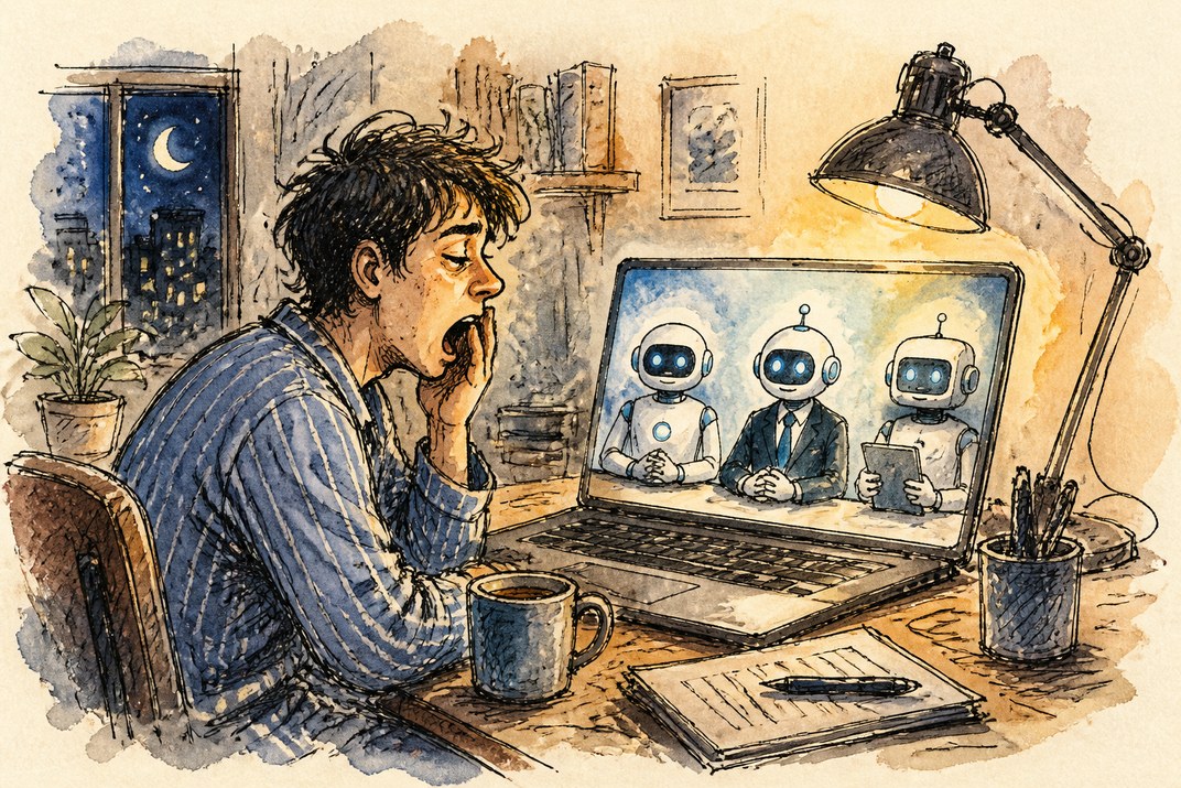Hand-drawn sketch of today's top AI story, KYFEX AI Edge, August 10, 2026