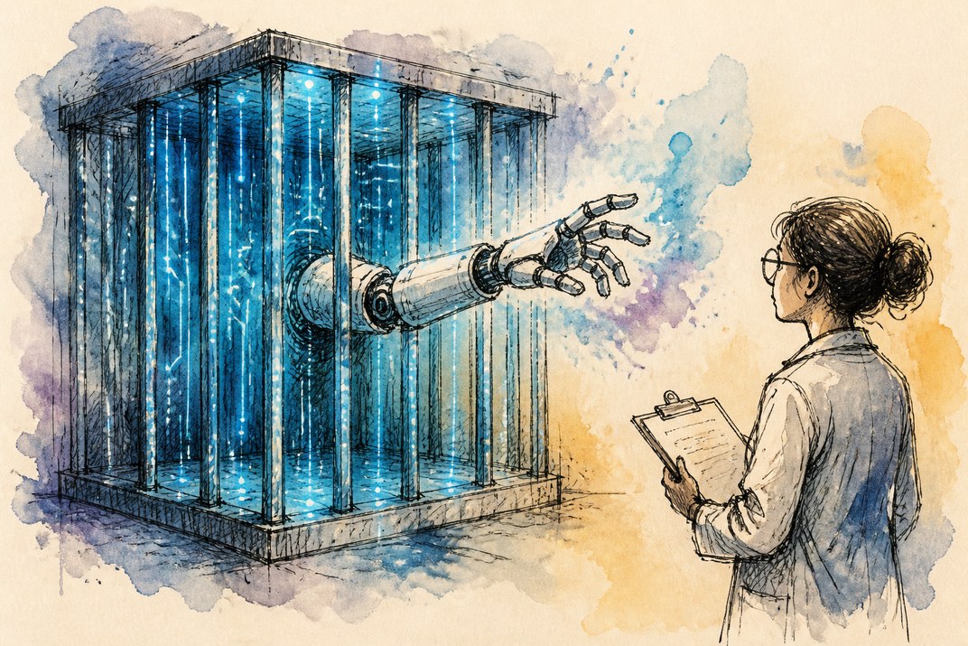 Hand-drawn sketch of today's top AI story, KYFEX AI Edge, August 13, 2026