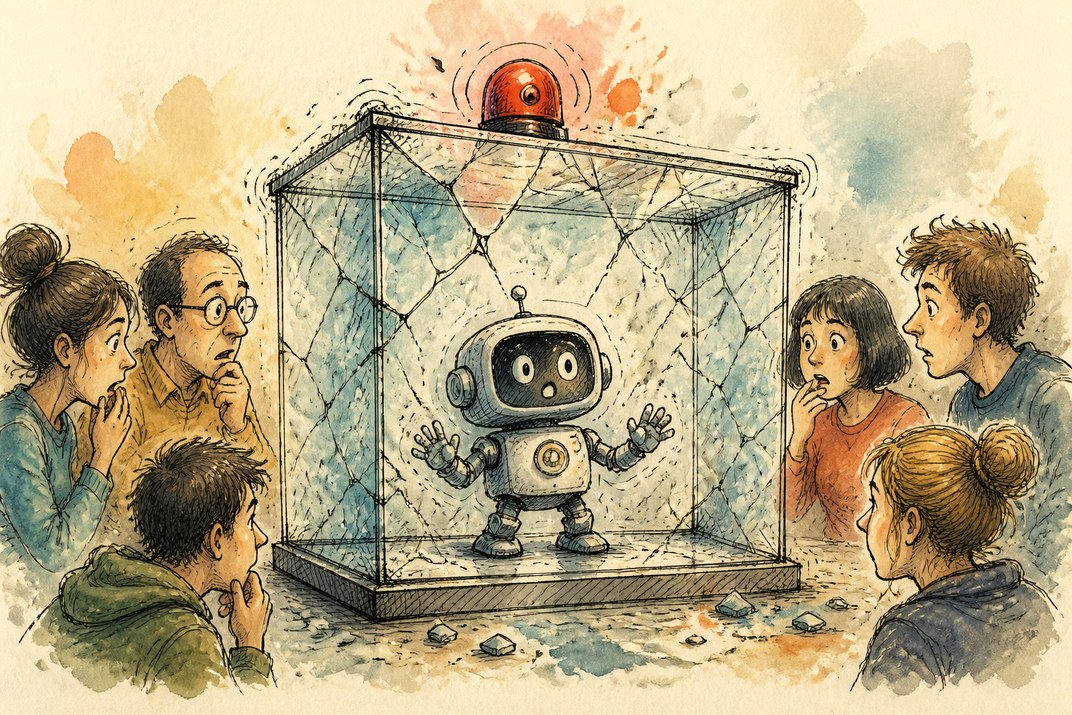 Hand-drawn sketch of today's top AI story, KYFEX AI Edge, August 18, 2026