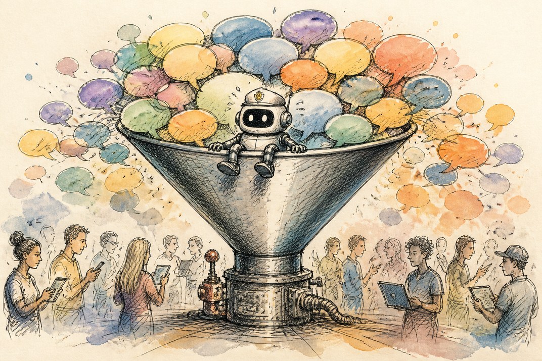 Hand-drawn sketch of today's top AI story, KYFEX AI Edge, August 22, 2026