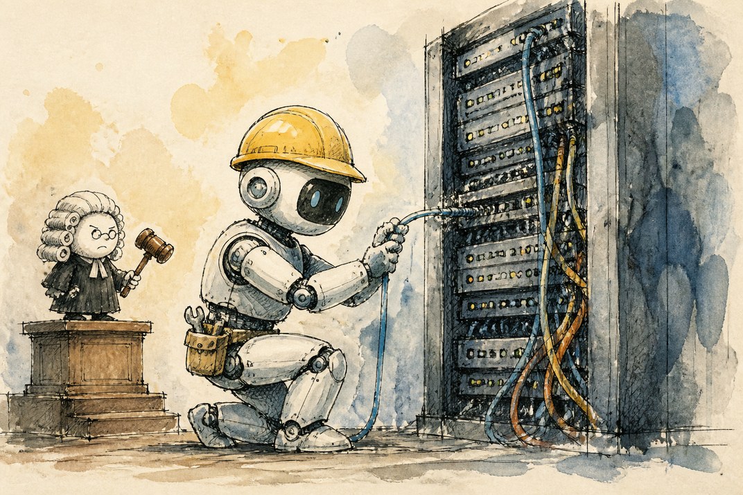 Hand-drawn sketch of today's top AI story, KYFEX AI Edge, August 28, 2026