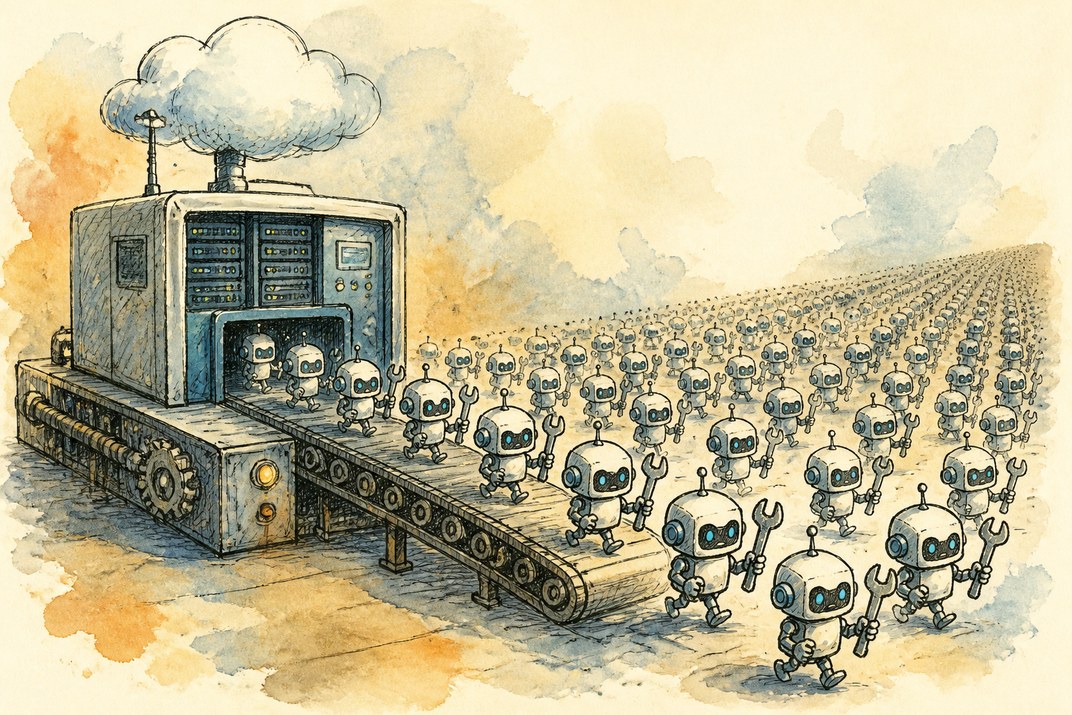 Hand-drawn sketch of today's top AI story, KYFEX AI Edge, August 31, 2026