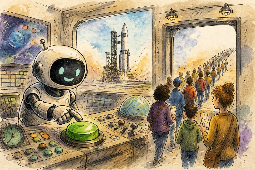 Hand-drawn sketch of today's top AI story, KYFEX AI Edge, September 4, 2026