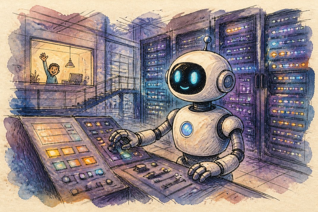 Hand-drawn sketch of today's top AI story, KYFEX AI Edge, September 14, 2026