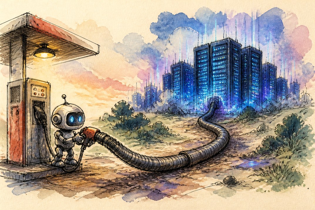 Hand-drawn sketch of today's top AI story, KYFEX AI Edge, September 15, 2026
