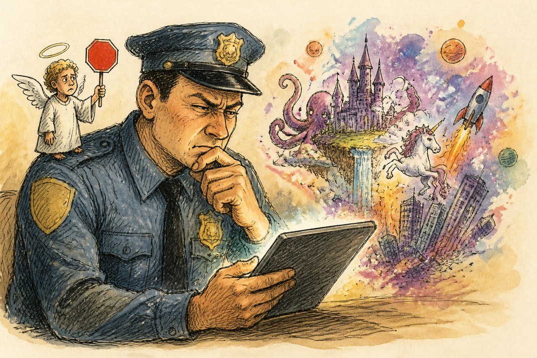 Hand-drawn sketch of today's top AI story, KYFEX AI Edge, September 18, 2026