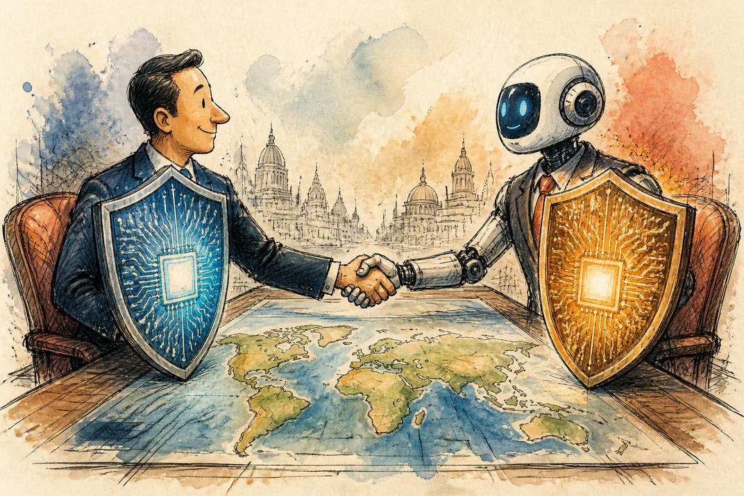 Hand-drawn sketch of today's top AI story, KYFEX AI Edge, September 21, 2026