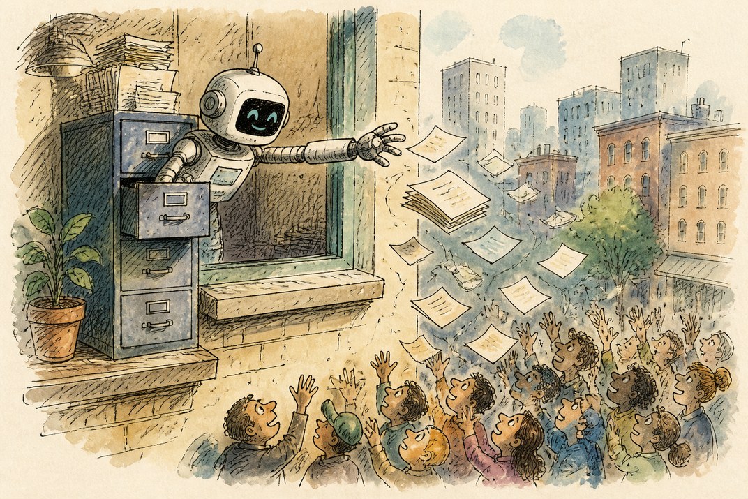 Hand-drawn sketch of today's top AI story, KYFEX AI Edge, September 25, 2026
