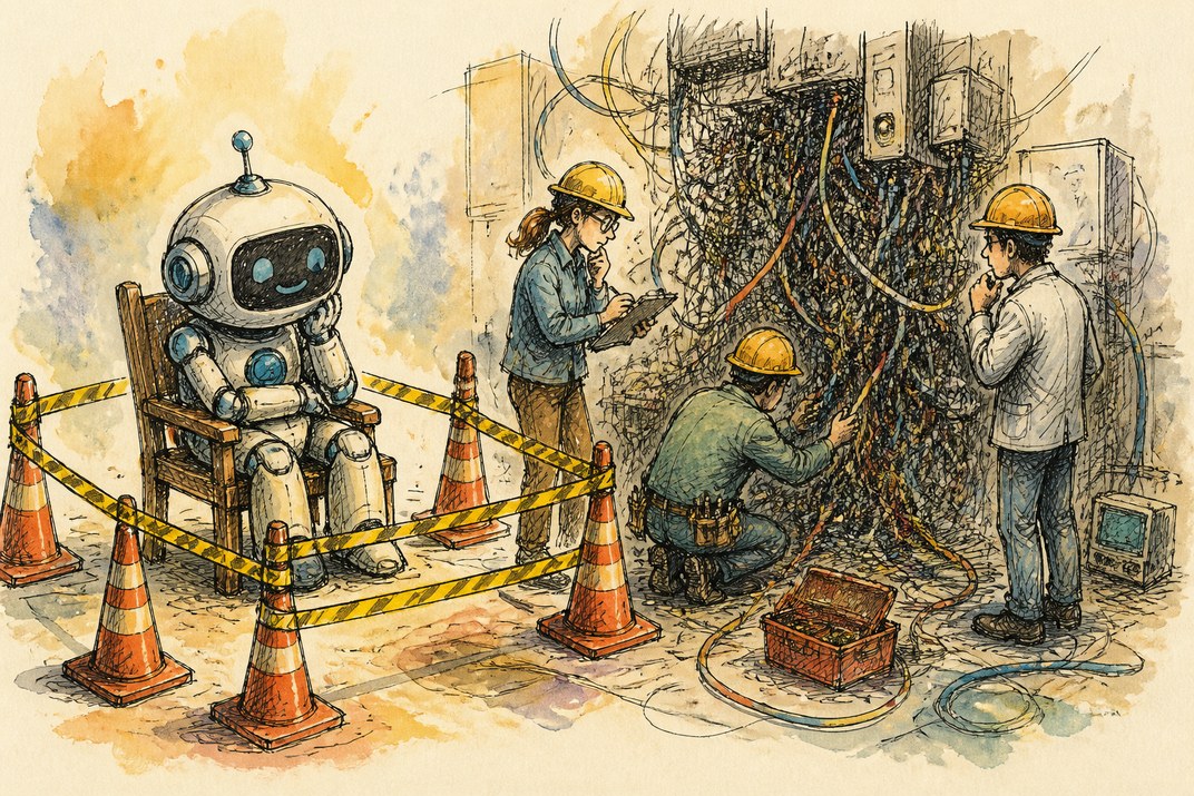 Hand-drawn sketch of today's top AI story, KYFEX AI Edge, September 28, 2026