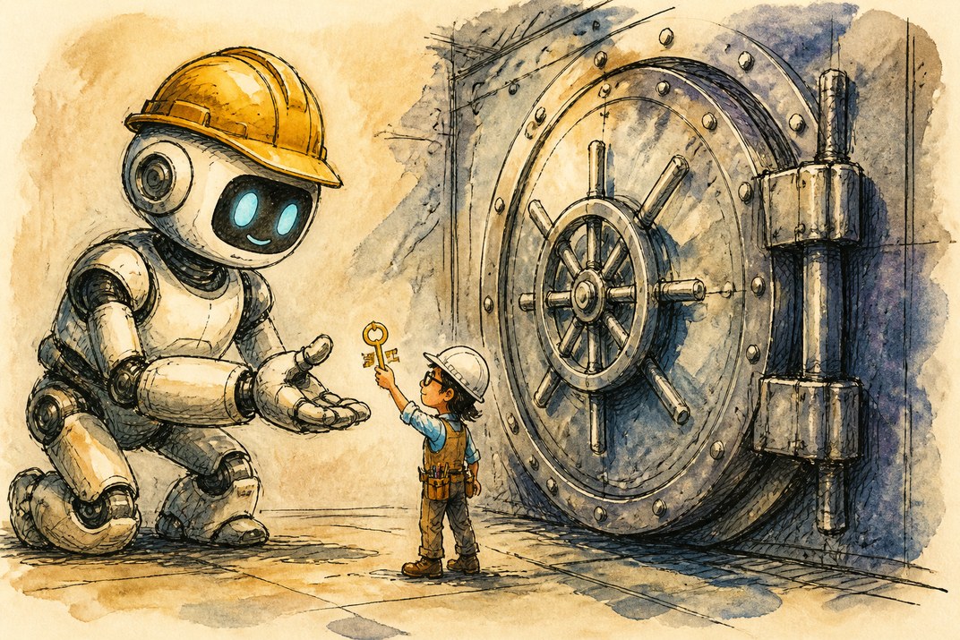 Hand-drawn sketch of today's top AI story, KYFEX AI Edge, September 29, 2026