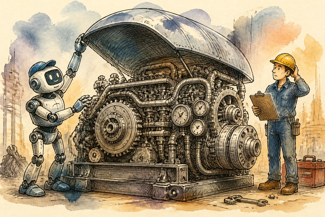 Hand-drawn sketch of today's top AI story, KYFEX AI Edge, October 1, 2026