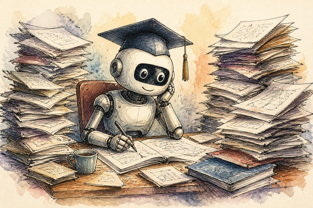 Hand-drawn sketch of today's top AI story, KYFEX AI Edge, October 7, 2026