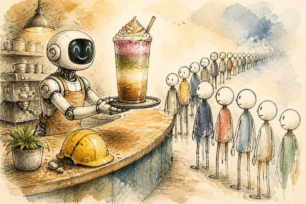 Hand-drawn sketch of today's top AI story, KYFEX AI Edge, October 7, 2026
