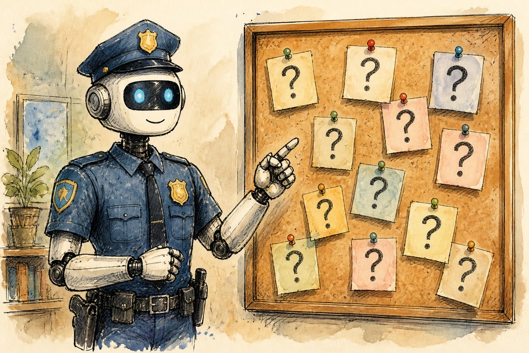 Hand-drawn sketch of today's top AI story, KYFEX AI Edge, October 10, 2026
