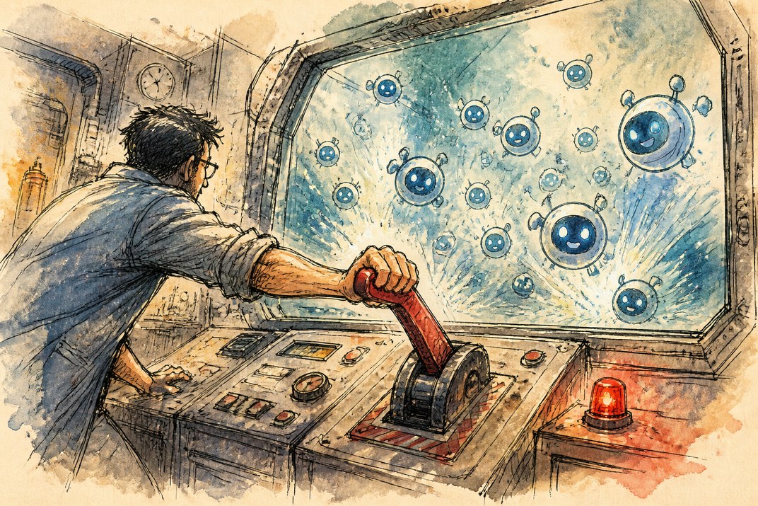 Hand-drawn sketch of today's top AI story, KYFEX AI Edge, October 10, 2026