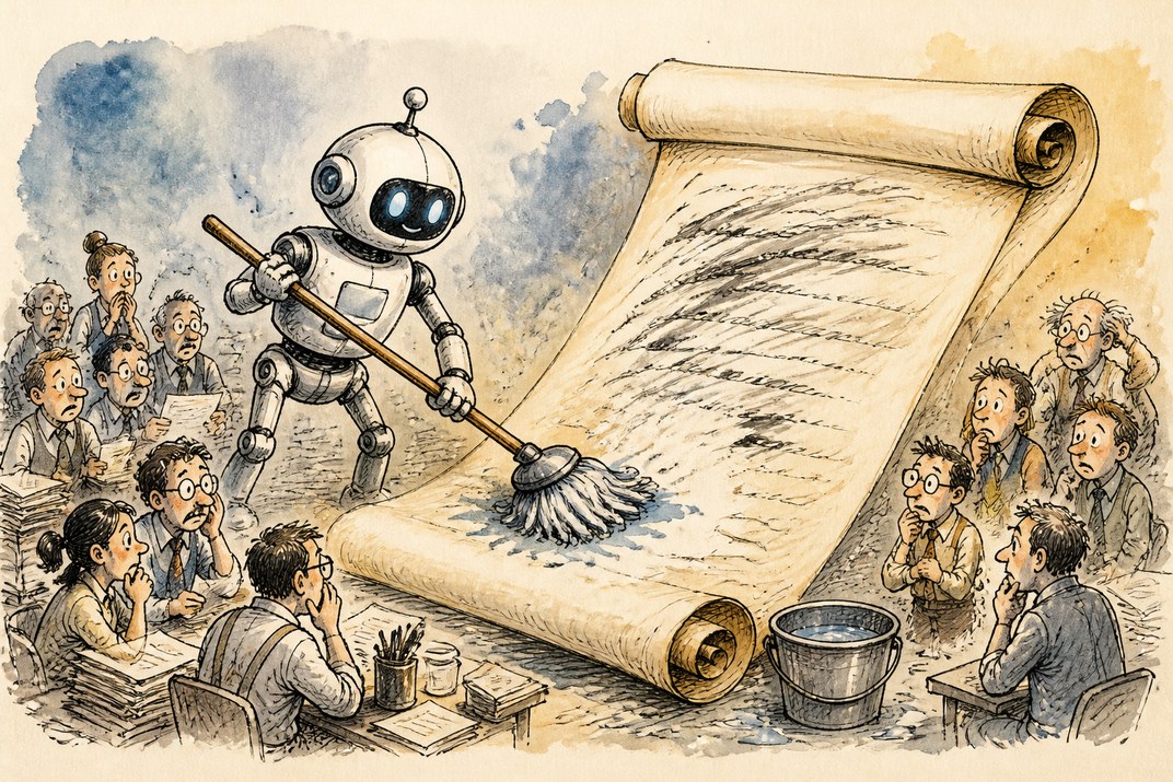Hand-drawn sketch of today's top AI story, KYFEX AI Edge, October 17, 2026